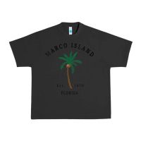 Pigment Black womens marco island florida colorful palm tree retro novelty art v nec Urban Heavy Tee - linhVisuals
