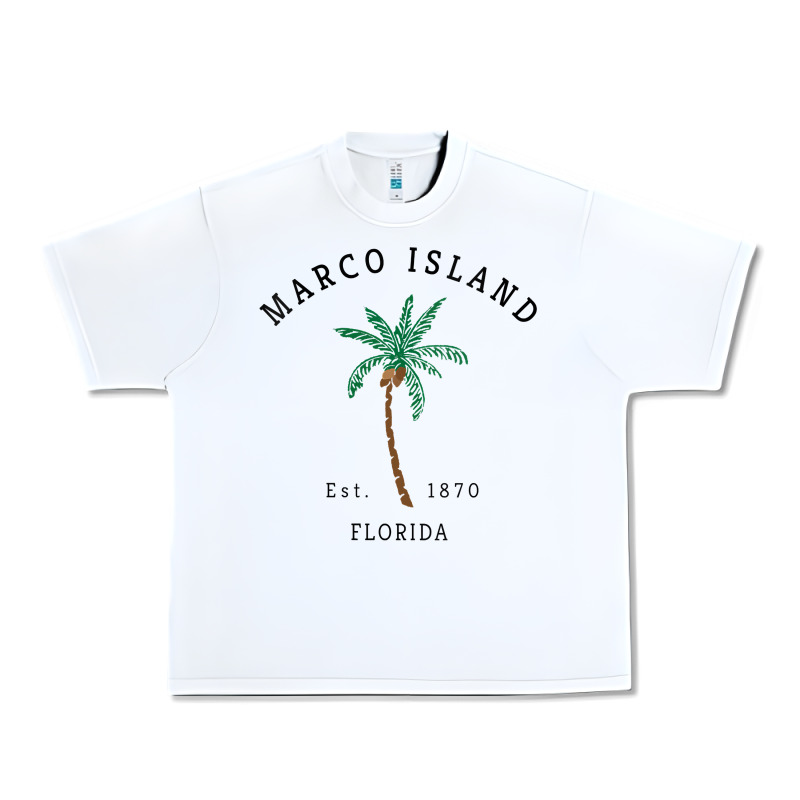 Womens Marco Island Florida Colorful Palm Tree Retro Novelty Art V Nec Urban Heavy Tee by linhVisuals | Teevron