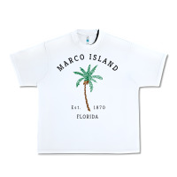 White womens marco island florida colorful palm tree retro novelty art v nec Urban Heavy Tee - linhVisuals