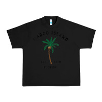Black womens marco island florida colorful palm tree retro novelty art v nec Urban Heavy Tee - linhVisuals