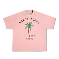 Salmon womens marco island florida colorful palm tree retro novelty art v nec Urban Heavy Tee - linhVisuals