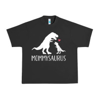 Pigment Black womens mommysaurus mom and baby dinosaur v neck t shirt Urban Heavy Tee - linhVisuals