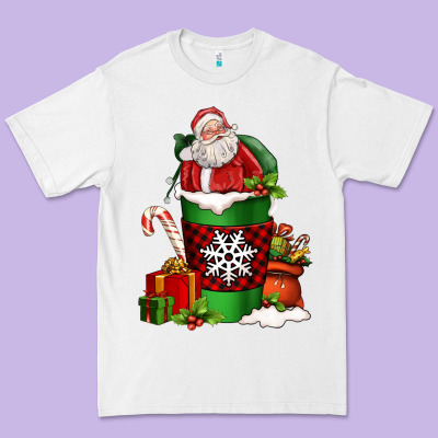 Christmas Santa Claus Coffee Cup Premium Tee Designed By Fadigitalartstudio
