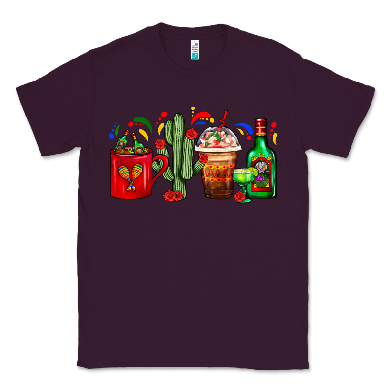 Mexico Coffee Cups With Cactus And Tequila Bottle Classic Tee by FaDigitalArtStudio | Teevron