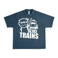 Midnight Navy i like trains Urban Heavy Tee - linhVisuals
