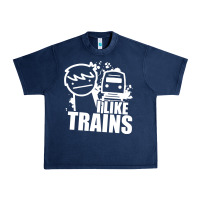 Navy i like trains Urban Heavy Tee - linhVisuals