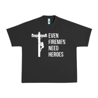 Pigment Black even firemen need heroes lineworker powerline technician premium Urban Heavy Tee - linhVisuals