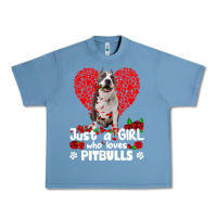 Pebble Blue pitbull lover dog roses funny just a girl who loves pitbull 213 pitbul Urban Heavy Tee - linhVisuals