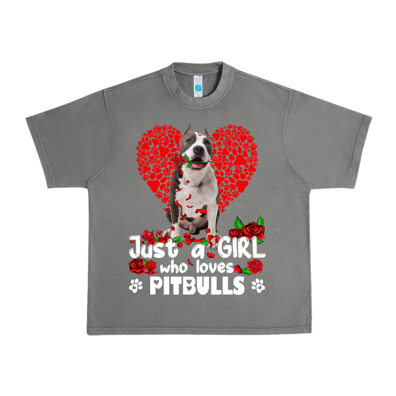 Pitbull Lover Dog Roses Funny Just A Girl Who Loves Pitbull 213 Pitbul Urban Heavy Tee by linhVisuals | Teevron