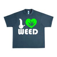 Midnight Navy i love weed fun Urban Heavy Tee - linhVisuals