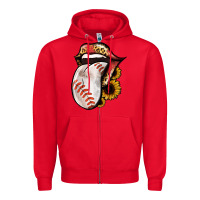 Red Baseball Tongue Zipper Hoodie - Jasminsmagicworld