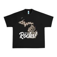 Black great lakes shaped men women petoskey stone michigan rocks pullover ho Urban Heavy Tee - linhVisuals