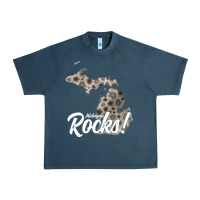 Midnight Navy great lakes shaped men women petoskey stone michigan rocks pullover ho Urban Heavy Tee - linhVisuals