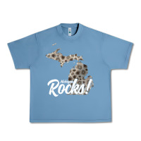 Pebble Blue great lakes shaped men women petoskey stone michigan rocks pullover ho Urban Heavy Tee - linhVisuals
