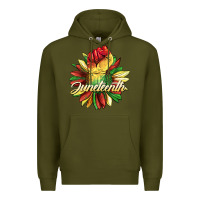 Army Green juneteenth fist sunflower Premium Hoodie - BarkalooDesign