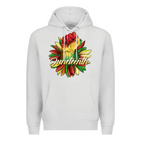 Dove Grey juneteenth fist sunflower Premium Hoodie - BarkalooDesign