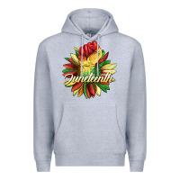 Heather Grey juneteenth fist sunflower Premium Hoodie - BarkalooDesign