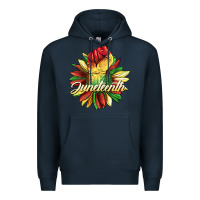 Navy juneteenth fist sunflower Premium Hoodie - BarkalooDesign
