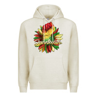 Oatmeal Heather juneteenth fist sunflower Premium Hoodie - BarkalooDesign