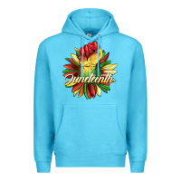 Ocean Blue juneteenth fist sunflower Premium Hoodie - BarkalooDesign