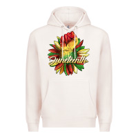 Pale Pink juneteenth fist sunflower Premium Hoodie - BarkalooDesign