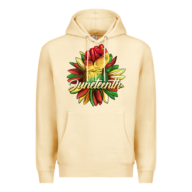 Juneteenth Fist Sunflower Premium Hoodie by BarkalooDesign | Teevron