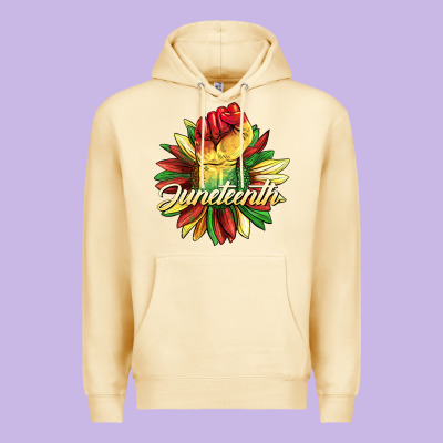Juneteenth Fist Sunflower Premium Hoodie Designed By Barkaloodesign