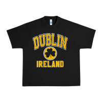 Black womens dublin ireland varsity style shamrock green with amber print v Urban Heavy Tee - linhVisuals