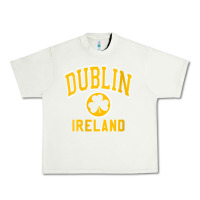Pistachio womens dublin ireland varsity style shamrock green with amber print v Urban Heavy Tee - linhVisuals