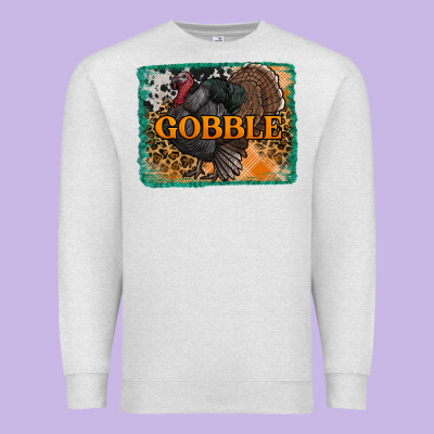 Thanksgiving Turkey Gobble With Background Premium Sweatshirt Designed By Ranaportraitstore