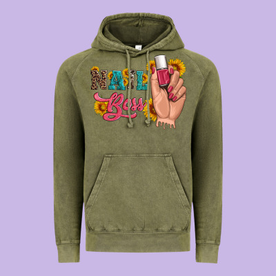 Western Sunflowers Nail Boss Vintage Hoodie Designed By Artiststas