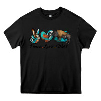Black peace love west bison Heavy Core Tee - RanaPortraitStore