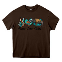 Chocolate Brown peace love west bison Heavy Core Tee - RanaPortraitStore