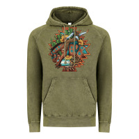 Vintage Olive bucking bronco aztec shape background Vintage Hoodie - Artiststas
