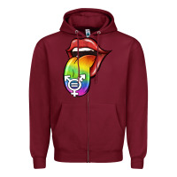 Burgundy Pride LGBT Sign Tongue Zipper Hoodie - Jasminsmagicworld