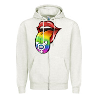 Oatmeal Heather Pride LGBT Sign Tongue Zipper Hoodie - Jasminsmagicworld