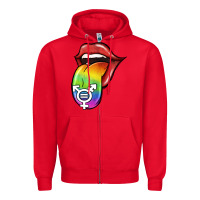 Red Pride LGBT Sign Tongue Zipper Hoodie - Jasminsmagicworld