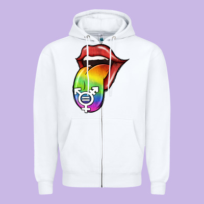 Pride Lgbt Sign Tongue Zipper Hoodie Designed By Jasminsmagicworld