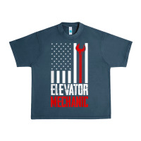 Midnight Navy elevator mechanic american flag gift for elevator technician t shirt Urban Heavy Tee - linhVisuals