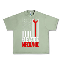 Oil Green elevator mechanic american flag gift for elevator technician t shirt Urban Heavy Tee - linhVisuals