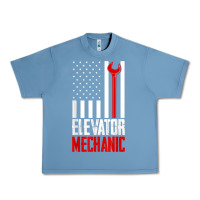 Pebble Blue elevator mechanic american flag gift for elevator technician t shirt Urban Heavy Tee - linhVisuals