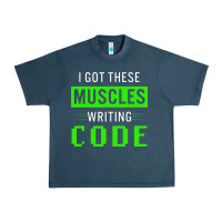 Midnight Navy funny programmer writing code muscles meme for computer geek Urban Heavy Tee - linhVisuals