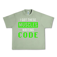 Oil Green funny programmer writing code muscles meme for computer geek Urban Heavy Tee - linhVisuals