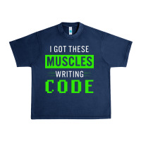 Navy funny programmer writing code muscles meme for computer geek Urban Heavy Tee - linhVisuals