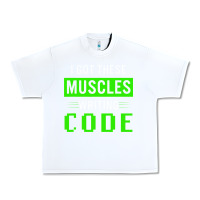 White funny programmer writing code muscles meme for computer geek Urban Heavy Tee - linhVisuals