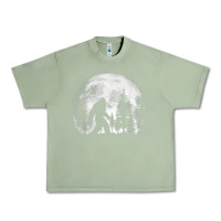 Oil Green bigfoot in the forest hiding at night full moon trees nature t shirt Urban Heavy Tee - linhVisuals