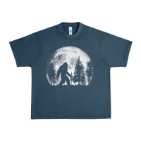 Midnight Navy bigfoot in the forest hiding at night full moon trees nature t shirt Urban Heavy Tee - linhVisuals