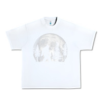 White bigfoot in the forest hiding at night full moon trees nature t shirt Urban Heavy Tee - linhVisuals