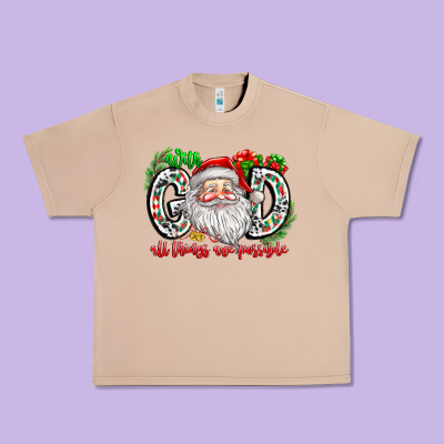 With God All Things Are Possible Santa Urban Heavy Tee Designed By Cowhidedigitalart