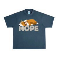 Midnight Navy nope lazy corgi Urban Heavy Tee - linhVisuals